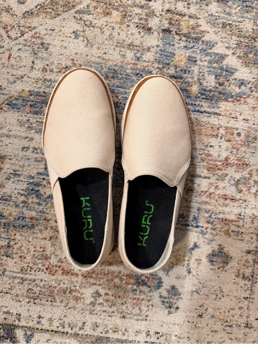 KURU Cream Canvas Slip-On with Cork-Trim Sole